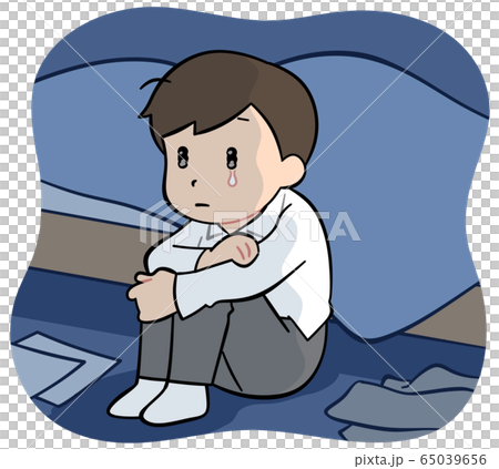 Men holding their knees in a dark room Men holding their knees in a dark room 65039656