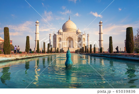 Taj Mahal monument, beautiful day view, India 65039836