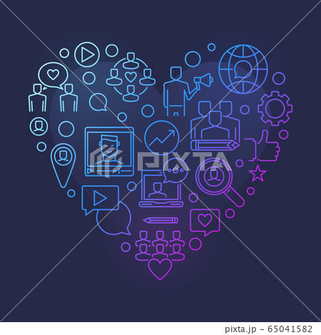 Blog or Blogging vector colorful linear heart illustration 65041582
