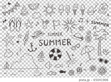 夏の手描きイラスト素材セットのイラスト素材 [65041906] - PIXTA