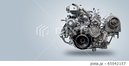 Diesel engine isolated on gray background 65042157