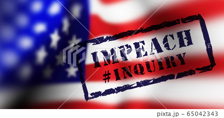 Impeachment stamp on american flag background. Vector 65042343