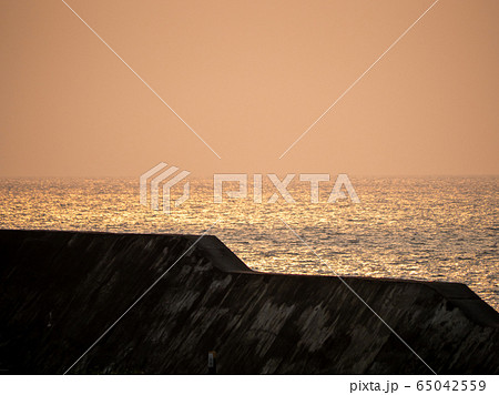 silhouettes on the sea sunset embankment silhouettes on the sea sunset embankment 65042559