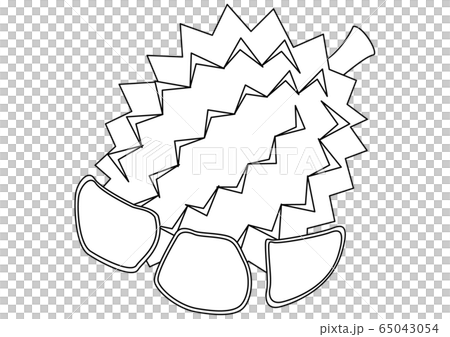 トロピカルフルーツ ドリアン 線画のイラスト素材