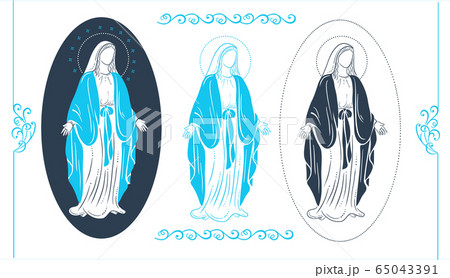 Holy Virgin Mary with greeting cards Holy Virgin Mary with greeting cards 65043391