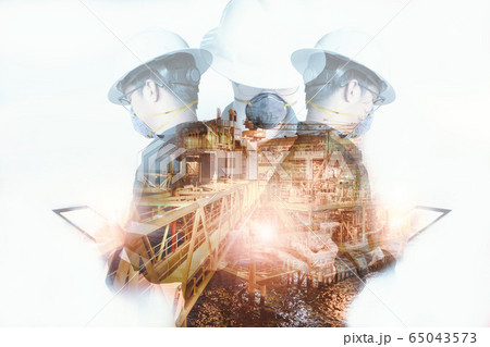 Double exposure of Asian Engineer or Technician Double exposure of Asian Engineer or Technician 65043573