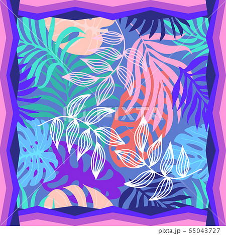 Print with bold tropical leaves. Print with bold tropical leaves. 65043727