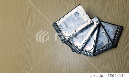 20 April 2020, Asok in Bangkok Thailand. Top view server harddisk old. 20 April 2020, Asok in Bangkok Thailand. Top view server harddisk old. 65044154