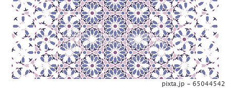 Islamic,arabic mosaic vector border, pattern, decor Geometric pink and violet halftone pattern with color arabic disintegration 65044542