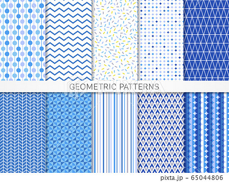 幾何学模様のシームレスパターン（青） 65044806