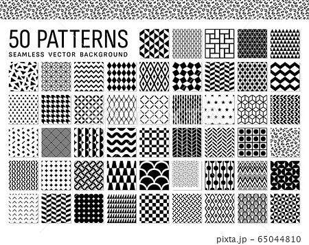 50種類の幾何学模様のシームレスパターンのイラスト素材