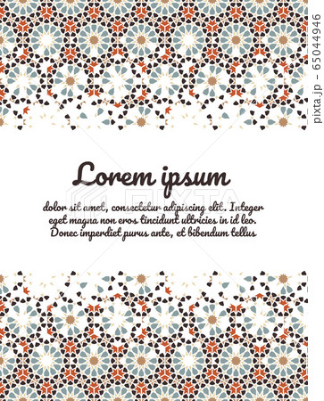 Colofrul vector template of card for invitation, celebration, save the date performed in arabic geometric tile 65044946