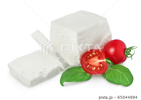Feta cheese isolated on white background. With clipping path and full depth of field 65044994
