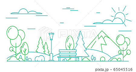 City Park Concept Contour Linear Style. Vector City Park Concept Contour Linear Style. Vector 65045516
