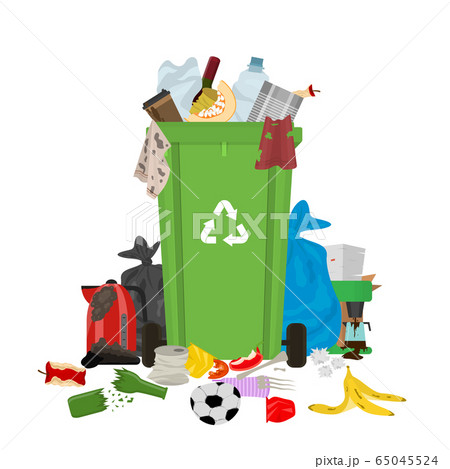 Cartoon Color Garbage Waste Concept Flat Design Style. Vector 65045524