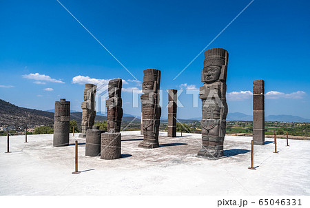 Toltec Warriors or Atlantes columns at Pyramid of 65046331