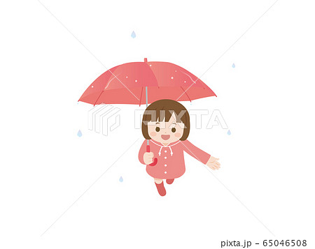 傘を差す女の子のイラストのイラスト素材
