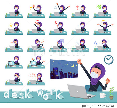 flat type mask Arab women_desk work flat type mask Arab women_desk work 65046738