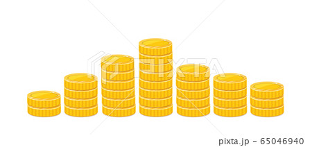 Golden coin pyramide, money stacks realistic illustration 65046940