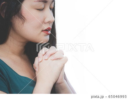 Woman's hand praying and worship to GOD 65046993