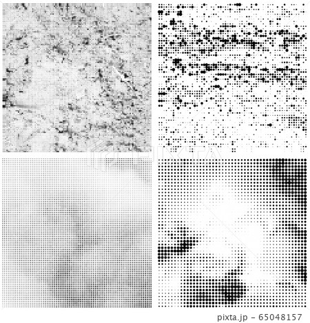 Halftone Pattern. Set of Dots. Dotted Texture on White Background. Overlay Grunge Template. Distress Linear Design. 65048157