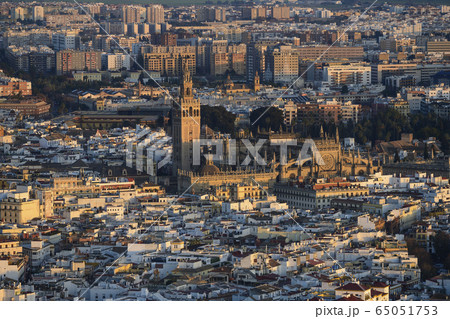 Spain, Andalusia, Seville, High angle view over cathedral and city 65051753