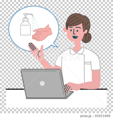 医師 医者 看護師 医療従事者 女性 パソコン アルコール消毒 医師 医者 看護師 医療従事者 女性 パソコン アルコール消毒 65051899