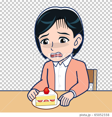 ケーキを食べる女性のイラスト素材