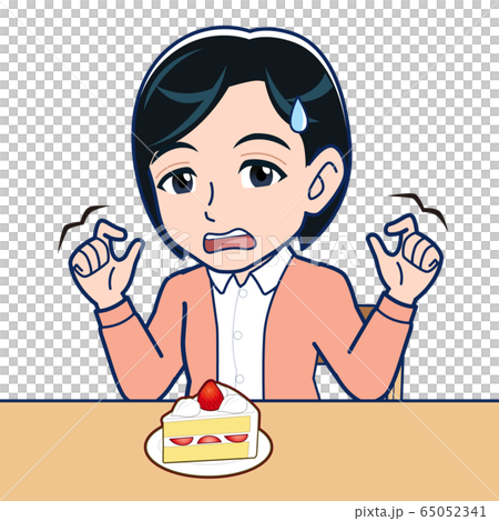 ケーキを食べる女性のイラスト素材