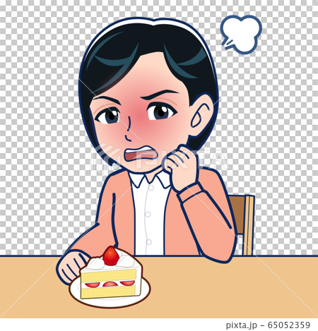 ケーキを食べる女性のイラスト素材