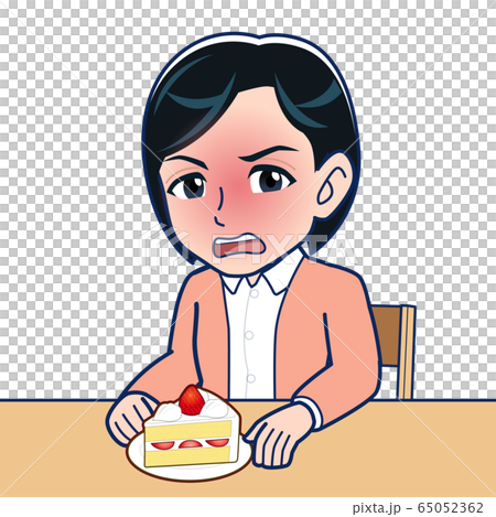 Woman eating cake 65052362