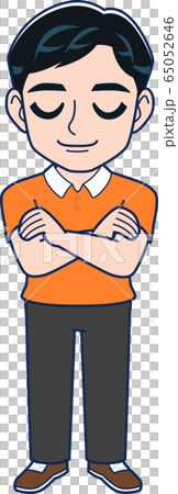 Man in orange shirt Man in orange shirt 65052646