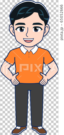 Man in orange shirt - Stock Illustration [65052666] - PIXTA