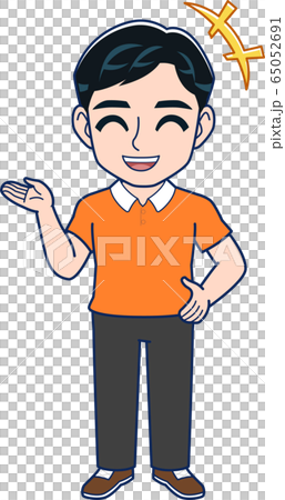 Man in orange shirt Man in orange shirt 65052691
