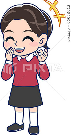 赤い服の女子小学生のイラスト素材