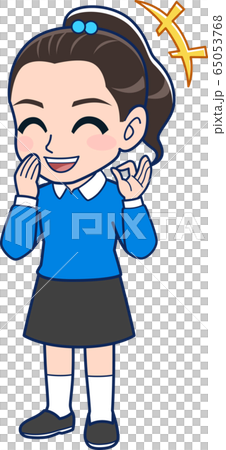 青い服を着た女子小学生のイラスト素材