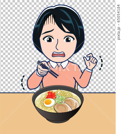 ラーメン食べる女性 65054184