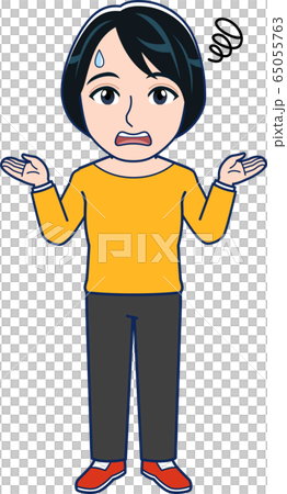 オレンジ服を着た女性 65055763