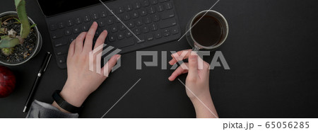 Overhead shot of female entrepreneur working on 65056285