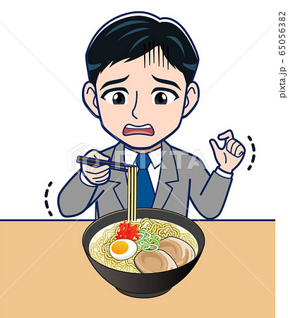 ラーメン食べる男性のイラスト素材