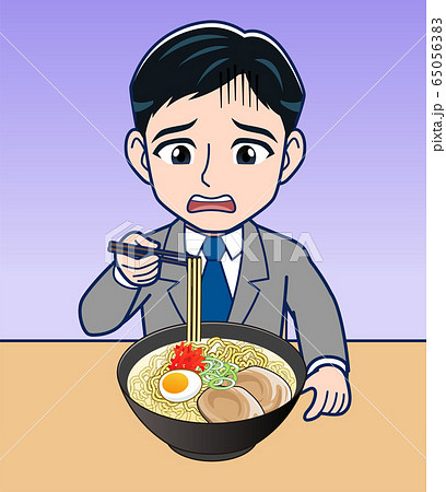 ラーメン食べる男性のイラスト素材