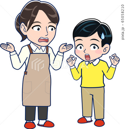 意味のわからない言葉を言う子供とお母さんのイラスト素材