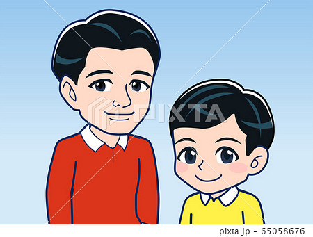 賢そうな男の子と優しいお父さんのイラスト素材