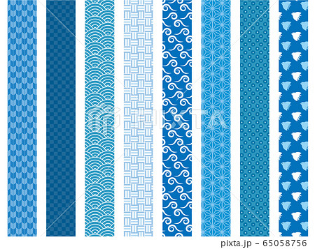 和柄模様 青帯 仕切りコレクションのイラスト素材
