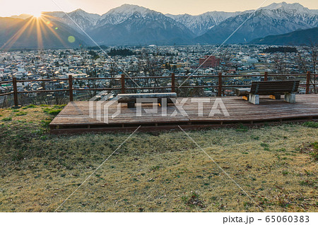 サンセット：大町公園より撮影　　大町市 65060383