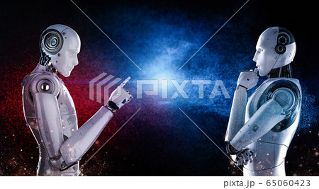 cyborg confront in red and blue side 65060423