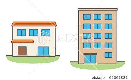 House and apartment illustration cute cartoon... - Stock Illustration  [65061321] - PIXTA