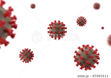 Coronavirus cells. 3D rendering. 65062613