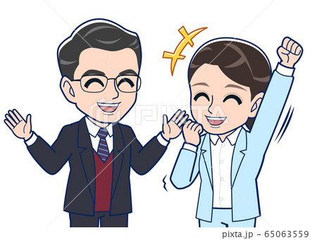 目標達成した部下と褒める上司 65063559