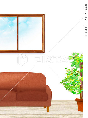 バーチャル背景 リモート会議 窓 部屋 窓辺のイラスト素材